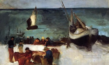 Edouard Manet Painting - Seascape at Berck Fishing Boats and Fishermen Eduard Manet